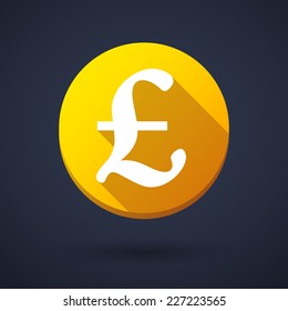 Illustration of a long shadow icon with a currency sign