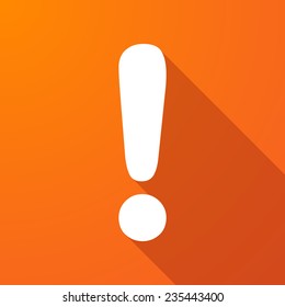 Illustration of a long shadow icon with an exclamation sign