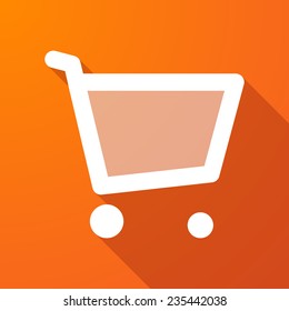 Illustration of a long shadow icon with a shopping cart