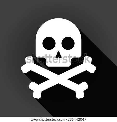 Illustration of a long shadow icon with a skull