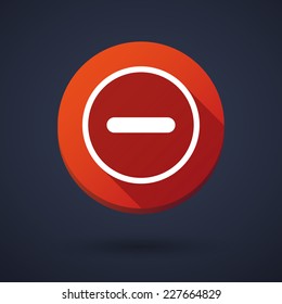 Illustration of a long shadow icon with a subtraction sign