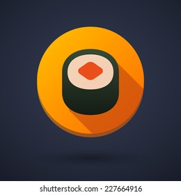 Illustration of a long shadow icon with a sushi