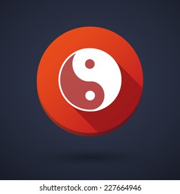 Illustration of a long shadow icon with a ying yang