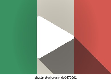 Illustration of a long shadow Italy flag with a play sign