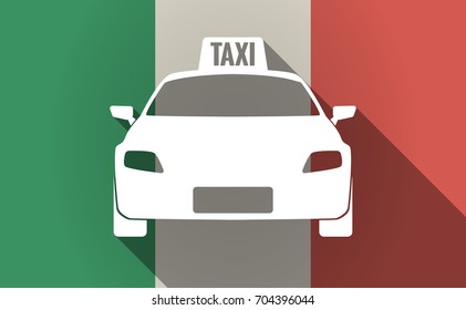 Illustration of a long shadow Italy flag with  a taxi icon