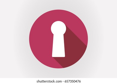 Illustration of a long shadow Japan flag with a key hole