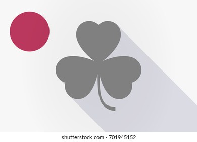 Illustration of a long shadow Japan flag with a clover