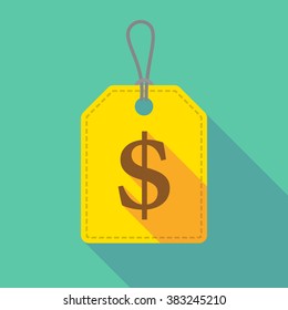 Illustration of a long shadow label icon with a dollar sign 