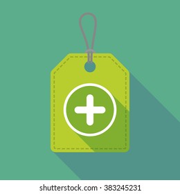 Illustration of a long shadow label icon with a sum sign