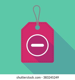 Illustration of a long shadow label icon with a subtraction sign