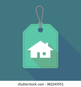 Illustration of a long shadow label icon with a house