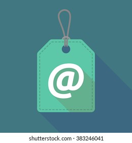Illustration of a long shadow label icon with an at sign
