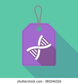 Illustration of a long shadow label icon with a DNA sign