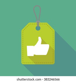 Illustration of a long shadow label icon with a thumb up hand