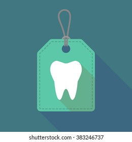 Illustration of a long shadow label icon with a tooth