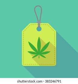 Illustration of a long shadow label icon with a marijuana leaf