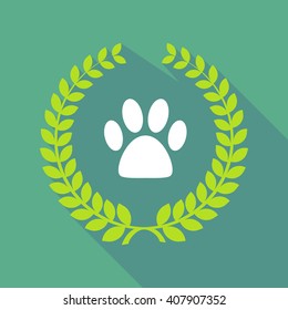 Illustration of a long shadow laurel wreath icon with an animal footprint