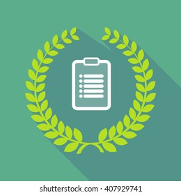 Illustration of a long shadow laurel wreath icon with a report