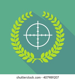 Illustration of a long shadow laurel wreath icon with a crosshair
