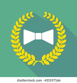 Illustration of a long shadow laurel wreath icon with  a neck tie icon