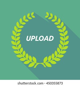 Illustration of a long shadow laurel wreath with    the text UPLOAD