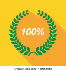 Illustration of a long shadow laurel wreath with    the text 100%