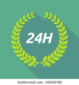 Illustration of a long shadow laurel wreath with    the text 24H