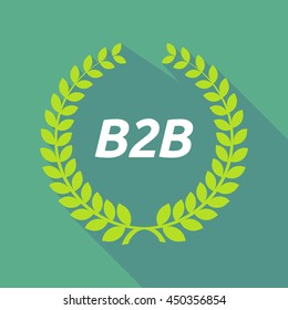 Illustration of a long shadow laurel wreath with    the text B2B