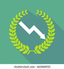 Illustration of a long shadow laurel wreath with a descending graph