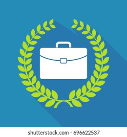 Illustration of a long shadow laurel wreath with  a briefcase