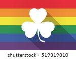 Illustration of a long shadow lgbt gay pride flag with a clover