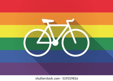 Illustration Of A Long Shadow Lgbt Gay Pride Flag With A Bicycle