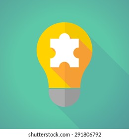 Illustration of a long shadow light bulb with a puzzle piece