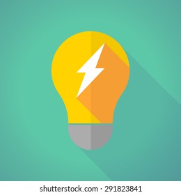 Illustration of a long shadow light bulb with a lightning