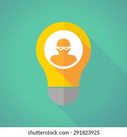 Illustration of a long shadow light bulb with a thief