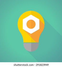 Illustration of a long shadow light bulb with a nut