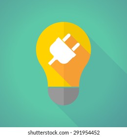 Illustration of a long shadow light bulb with a plug