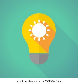 Illustration of a long shadow light bulb with a sun