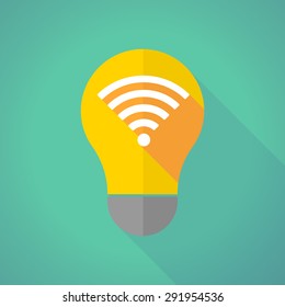 Illustration of a long shadow light bulb with a radio signal sign