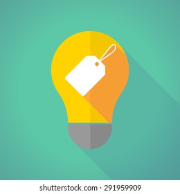 Illustration of a long shadow light bulb with a label