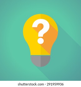 Illustration of a long shadow light bulb with a question sign