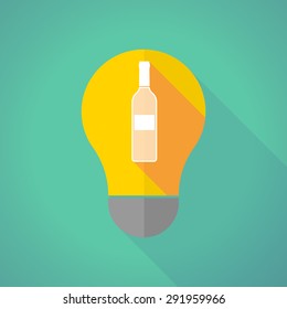Illustration of a long shadow light bulb with a bottle of wine