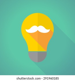Illustration of a long shadow light bulb with a moustache