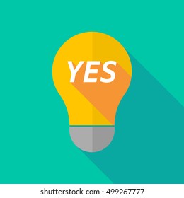Illustration of a long shadow light bulb icon with    the text YES