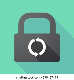Illustration of a long shadow lock pad with a round recycle sign