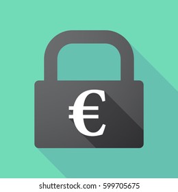 Illustration of a long shadow lock pad with an euro sign