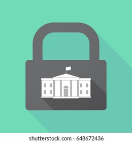 Illustration of a long shadow lock pad with  the White House building