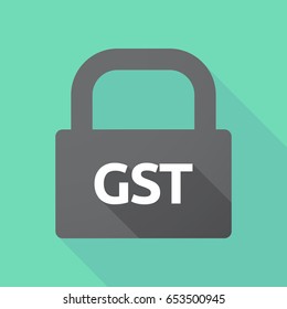 Illustration of a long shadow lock pad with  the Goods and Service Tax acronym GST