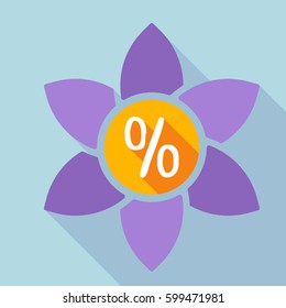 Illustration of a long shadow loto flower with a discount sign