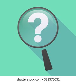 Illustration of a long shadow magnifier icon with a question sign